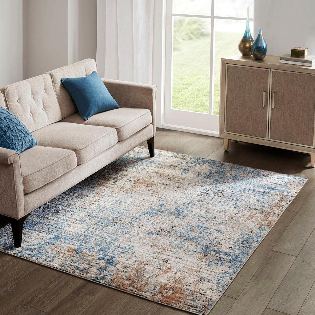 Newport 5x7 Area Rug Cream & Blue Olliix.com