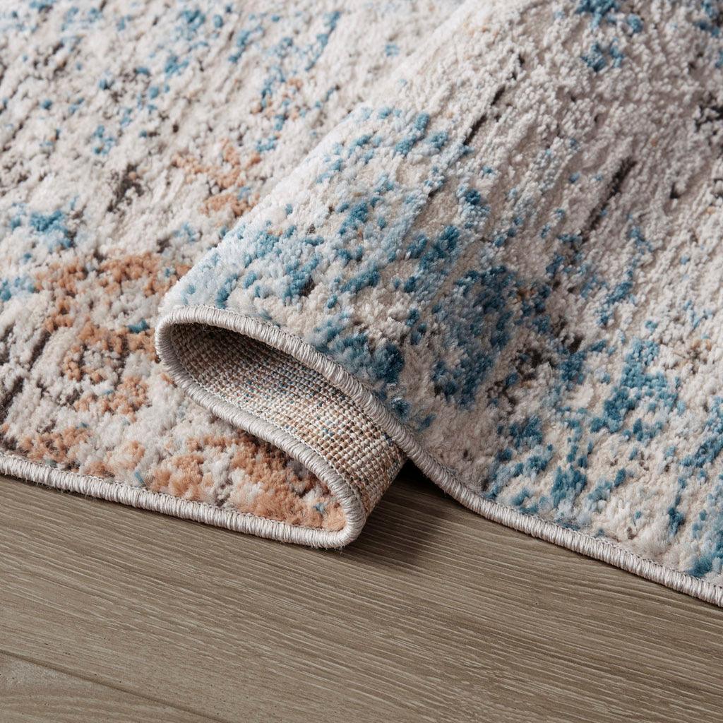 Newport 5x7 Area Rug Cream & Blue Olliix.com