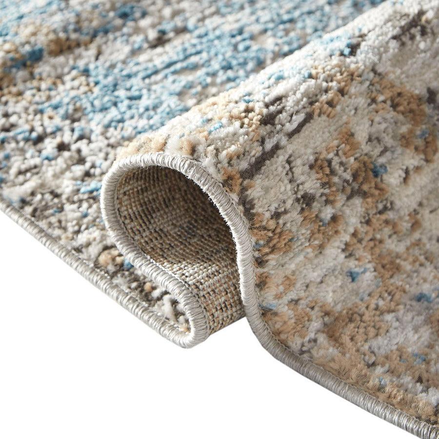 Newport Runner 2'7"x7' Area Rug Cream & Blue Olliix.com