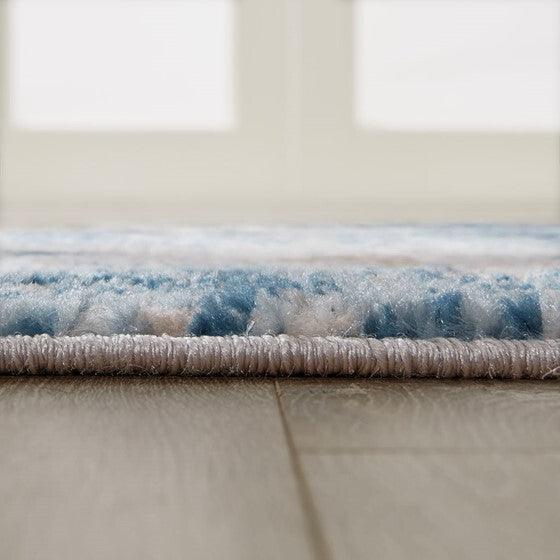 Newport Runner 2'7"x7' Area Rug Cream & Blue Olliix.com