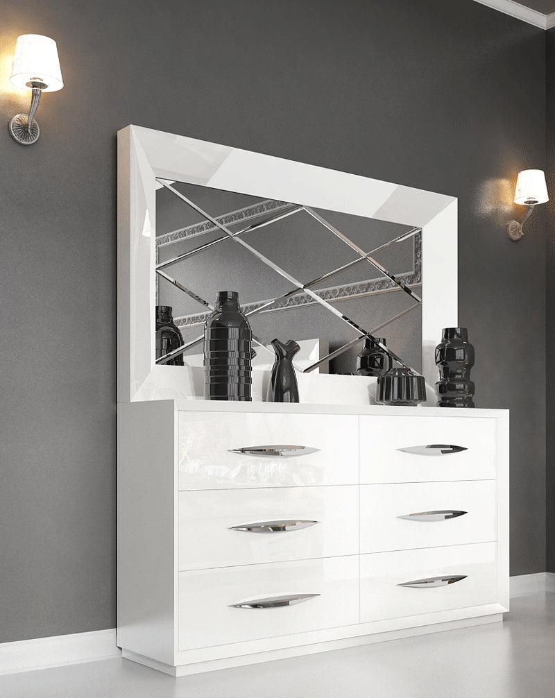 ESF Furniture - Carmen Double Dresser with Mirror Set in White - CARMENMIRRORWHITE-M ESF Furniture