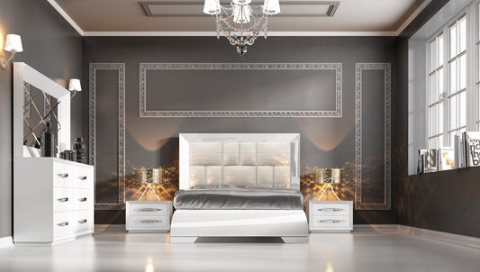 ESF Furniture - Carmen 5 Piece Bedroom Eastern King Bed Set in White - CARMENBEDKSWHITE-5SET ESF Furniture