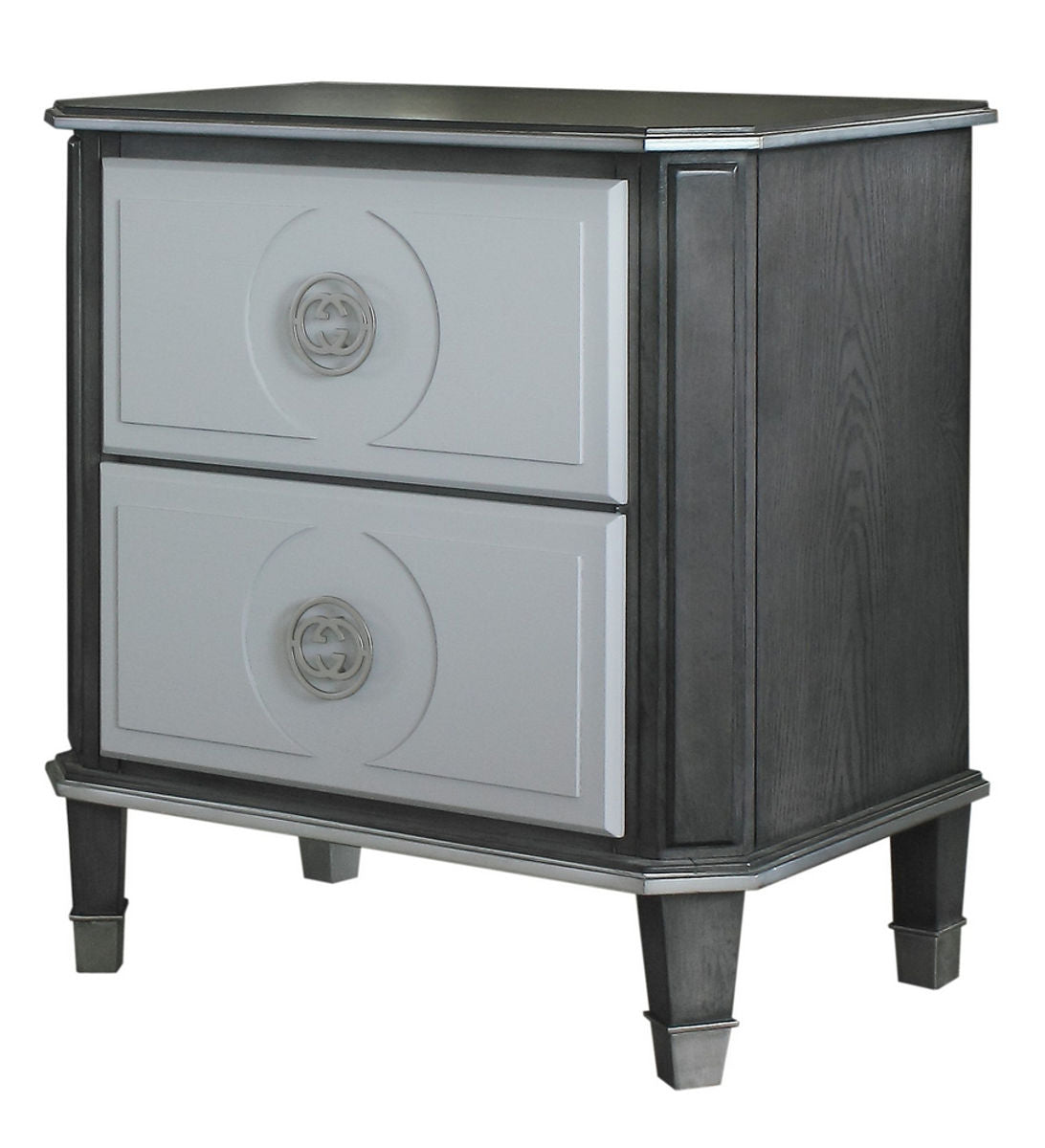 Acme Furniture House Beatrice 2 Drawer Nightstand in Light Gray 28813 ACME East