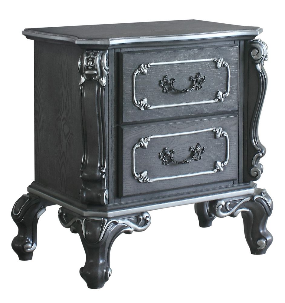 Acme Furniture House Delphine 2 Drawer Nightstand in Charcoal 28833 ACME East