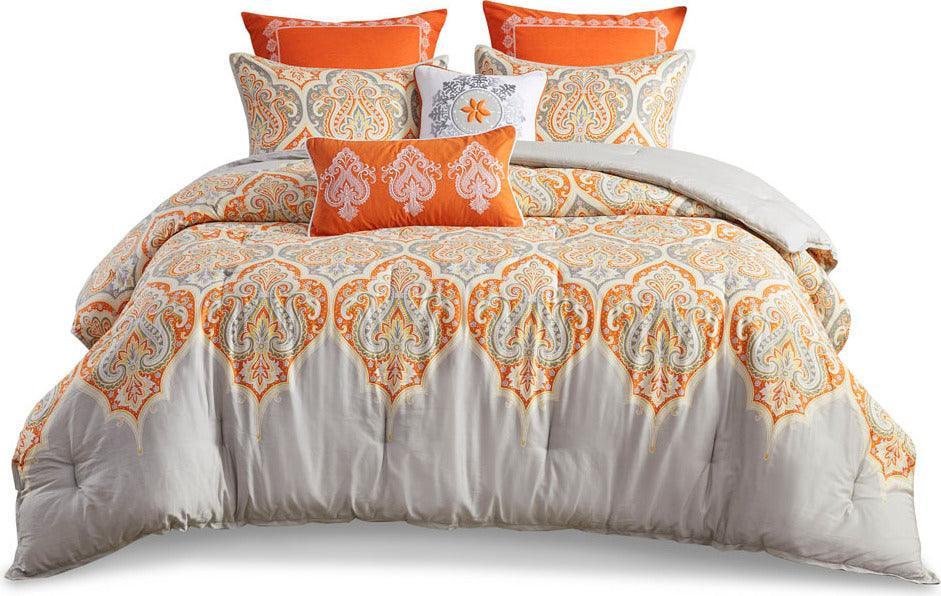 Nisha Global Inspired Comforter Set Orange Full/Queen Olliix.com