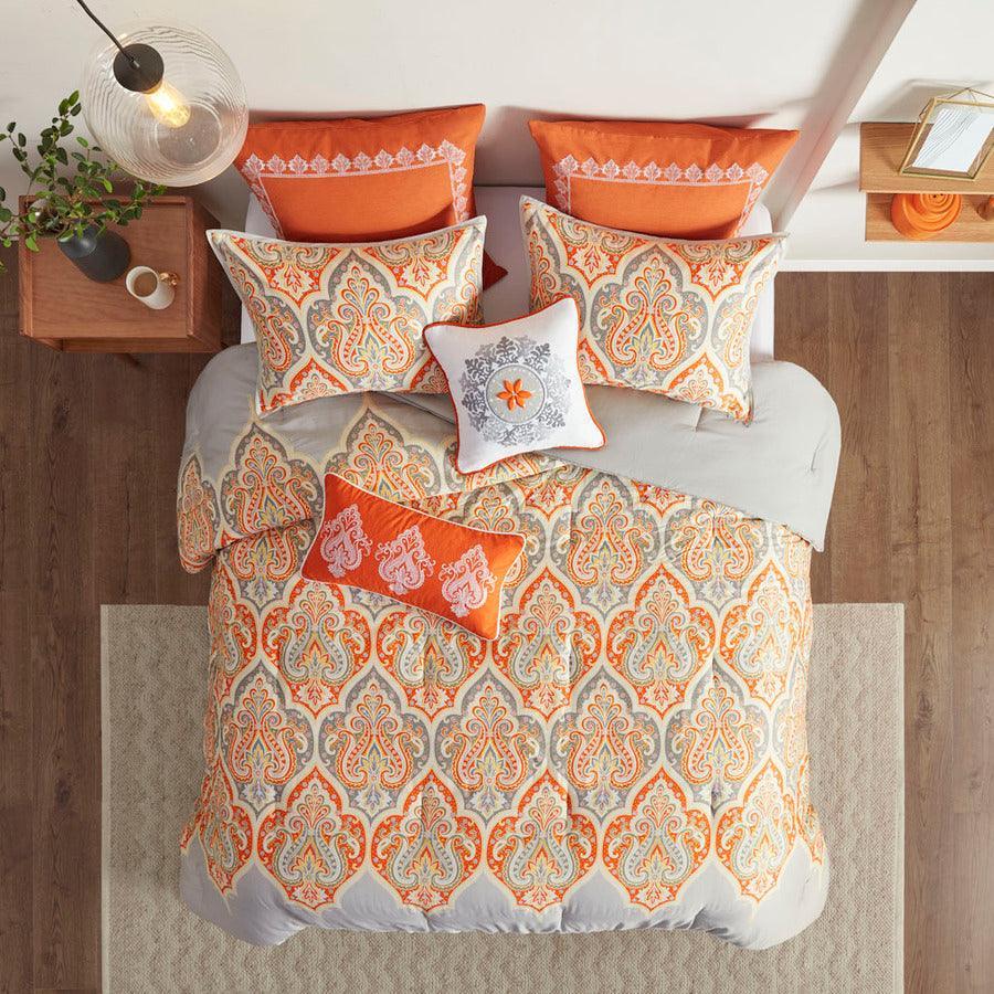 Nisha Global Inspired Comforter Set Orange Full/Queen Olliix.com