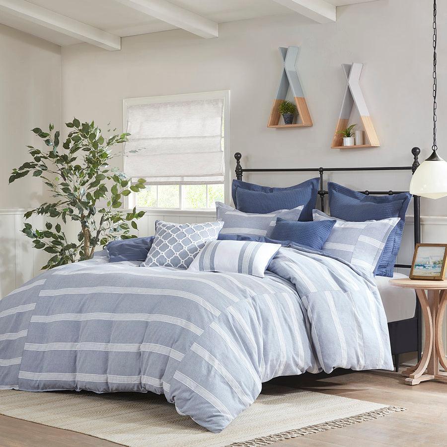 Noble King Cotton Comforter Set Blue Olliix.com