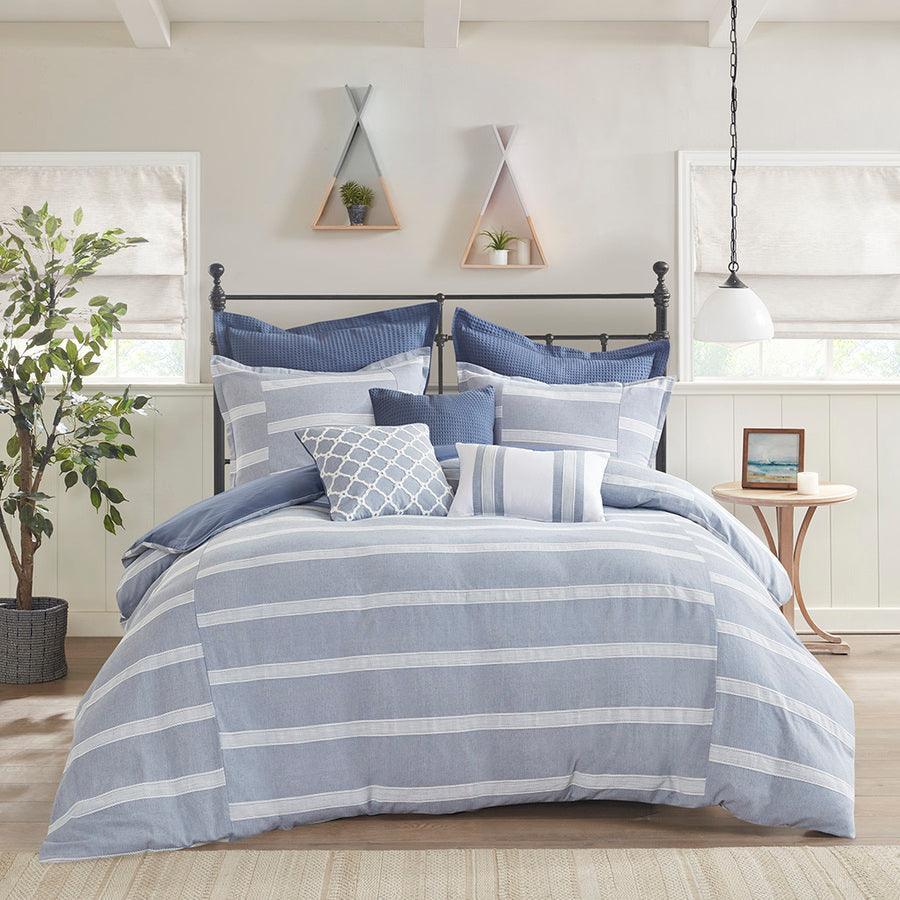 Noble King Cotton Comforter Set Blue Olliix.com