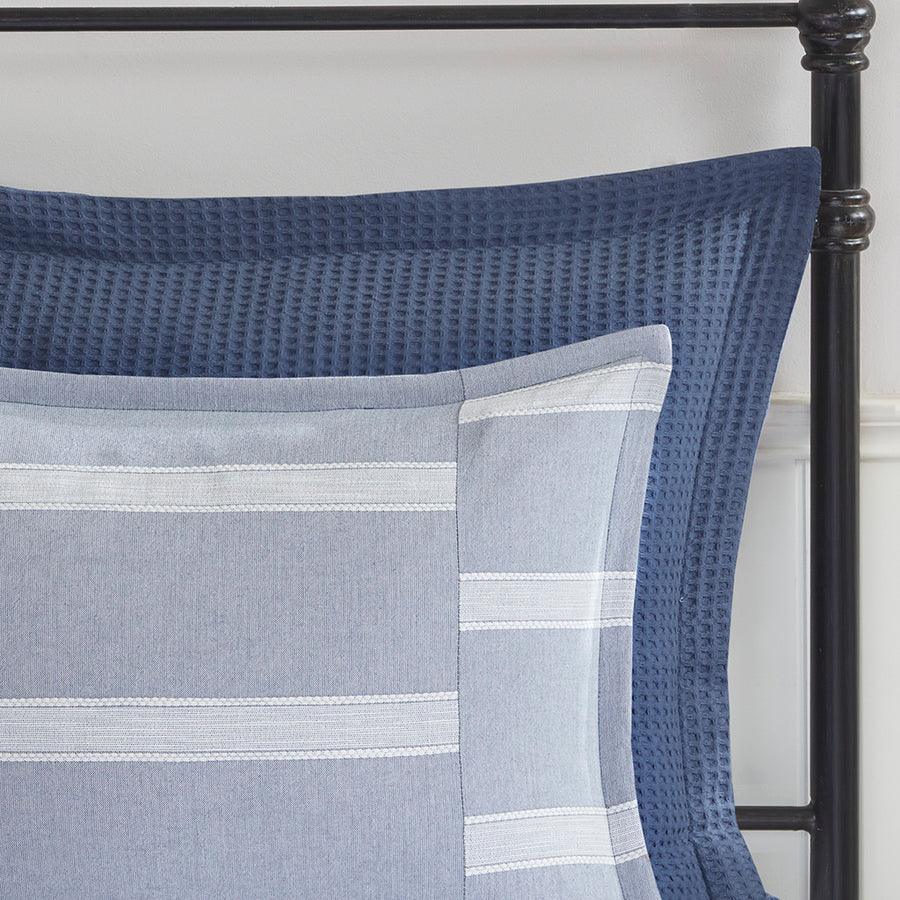 Noble Transitional Cotton Comforter Set Blue Queen Olliix.com