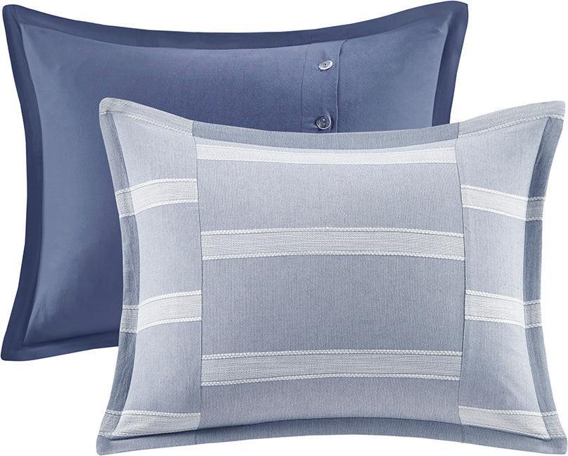 Noble Transitional Cotton Comforter Set Blue Queen Olliix.com