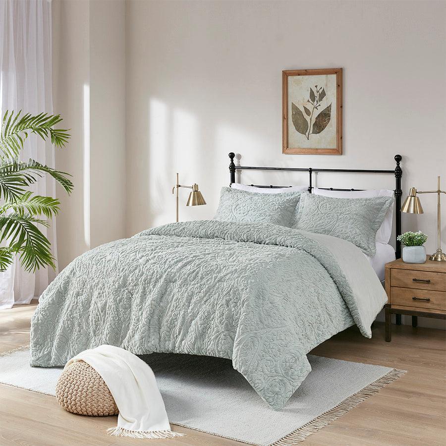 Norfolk Coastal Ultra Plush Comforter Mini Set Gray Full/Queen Olliix.com