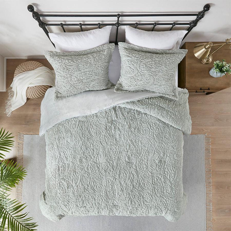 Norfolk Coastal Ultra Plush Comforter Mini Set Gray Full/Queen Olliix.com