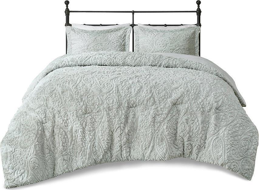 Norfolk Coastal Ultra Plush Comforter Mini Set Gray Full/Queen Olliix.com