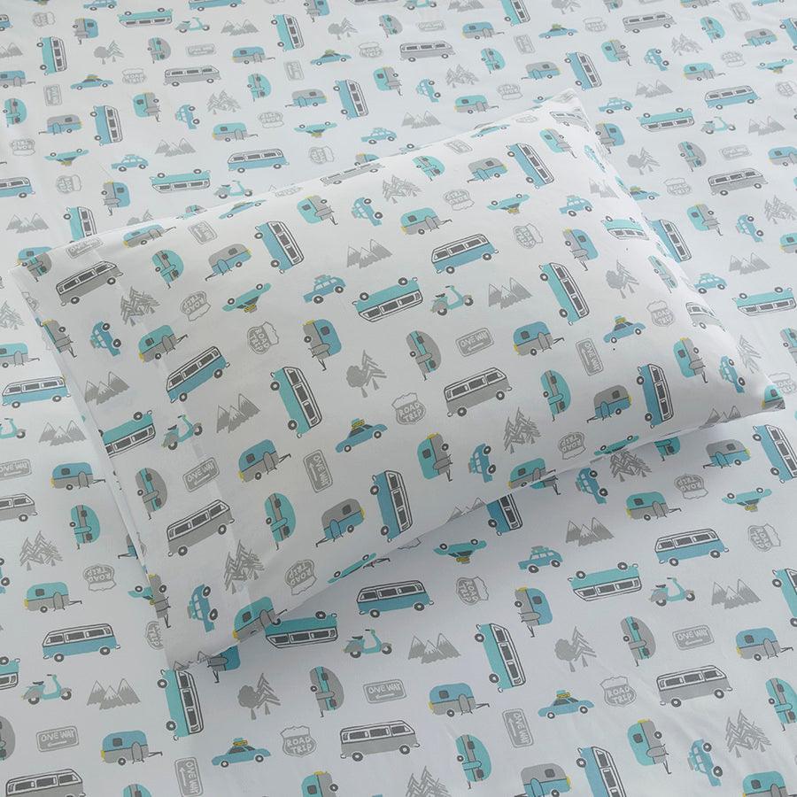 Novelty Printed Sheet Set Twin Aqua Dogs Olliix.com