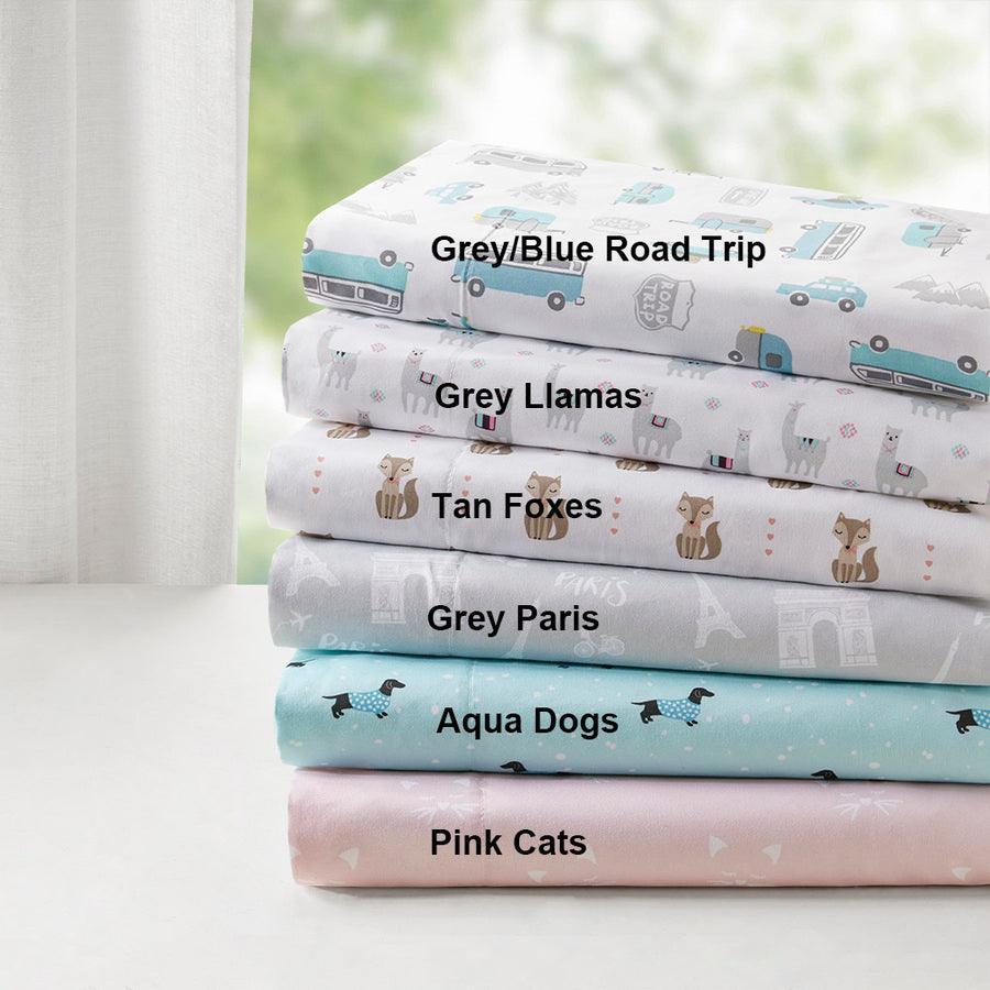 Novelty Printed Sheet Set Twin Aqua Dogs Olliix.com