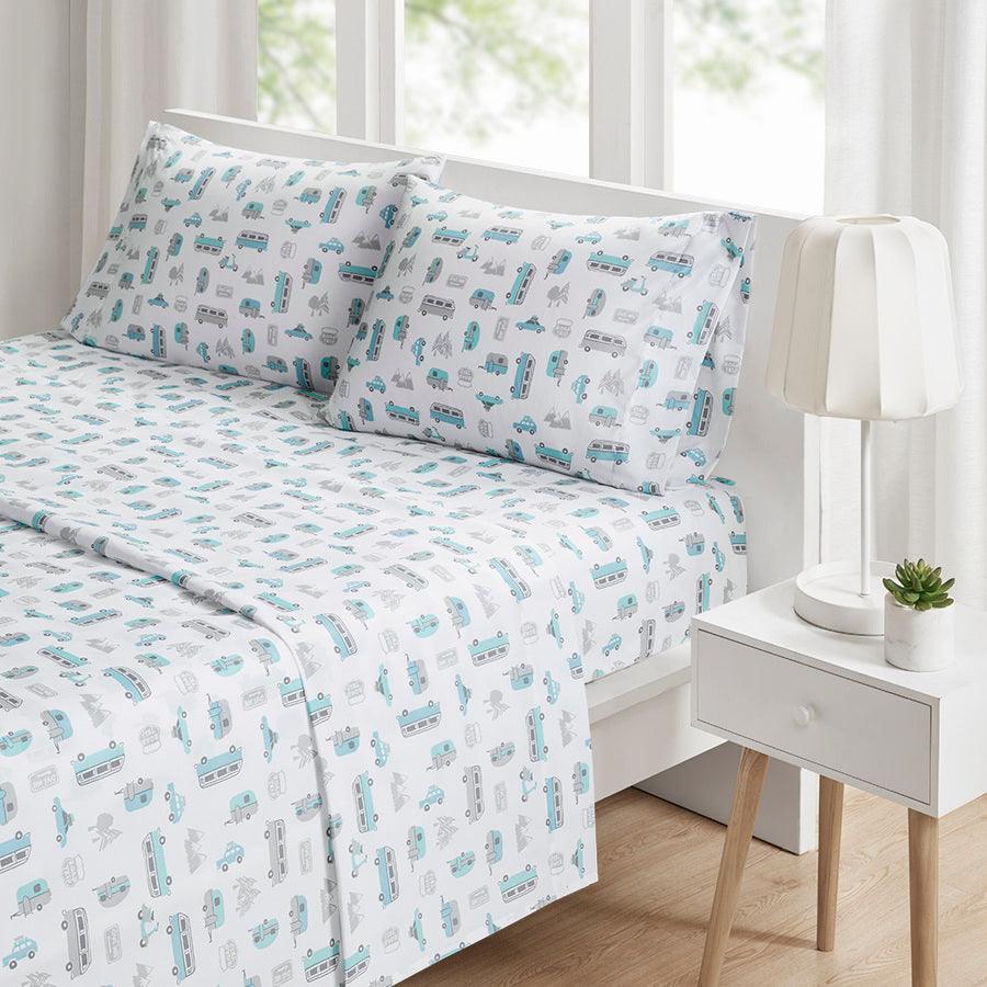 Novelty Printed Sheet Set Twin Aqua Dogs Olliix.com