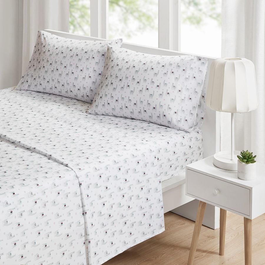 Novelty Printed Sheet Set Twin Gray & Blue Road Trip Olliix.com