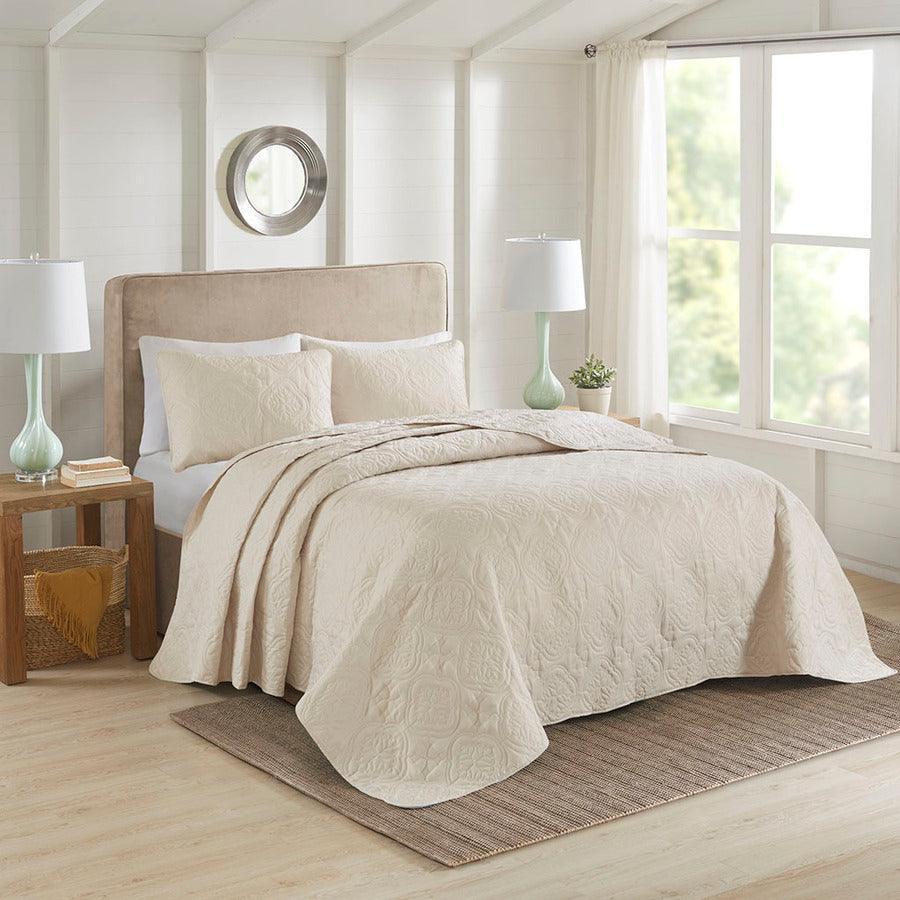 Oakley Full/Queen 3 Piece Reversible Bedspread Set Cream Olliix.com