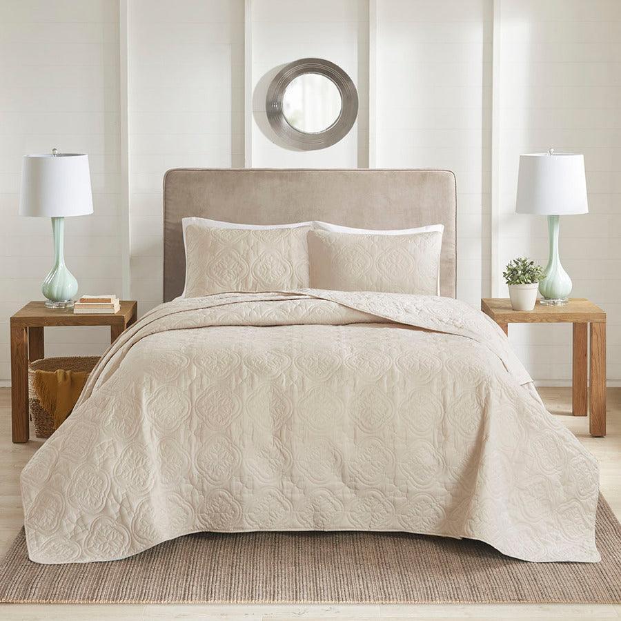 Oakley Full/Queen 3 Piece Reversible Bedspread Set Cream Olliix.com