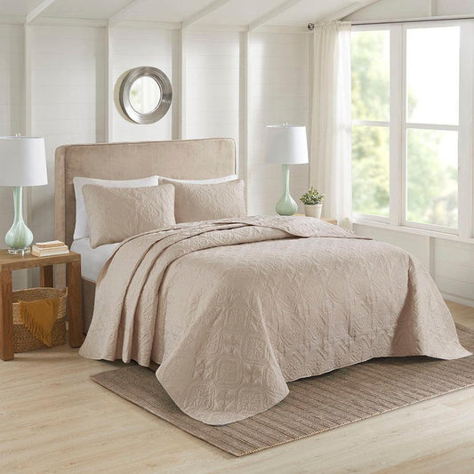 Oakley Full/Queen 3 Piece Reversible Bedspread Set Khaki Olliix.com