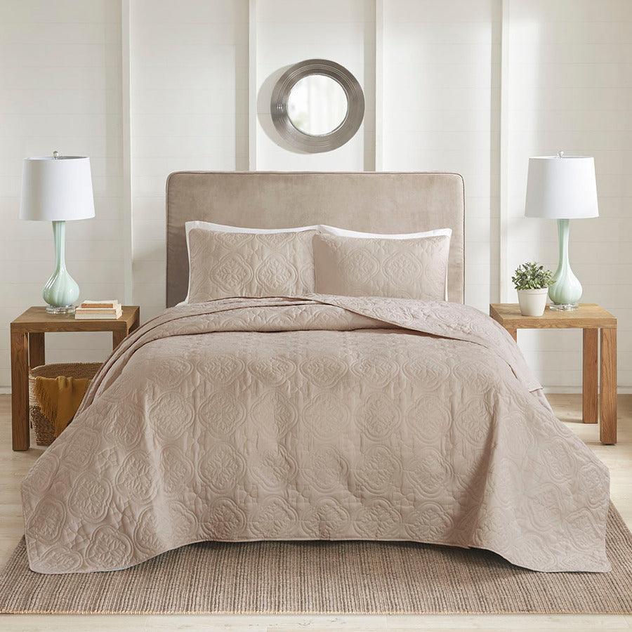 Oakley Full/Queen 3 Piece Reversible Bedspread Set Khaki Olliix.com