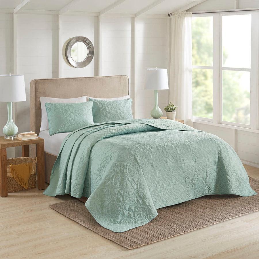 Oakley Full/Queen 3 Piece Reversible Bedspread Set Seafoam Olliix.com