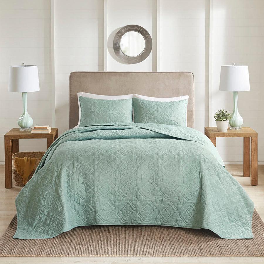 Oakley Full/Queen 3 Piece Reversible Bedspread Set Seafoam Olliix.com