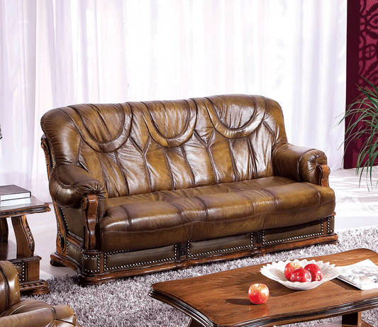 ESF Furniture - Oakman Genuine Italian Leather Sofa Bed in Brown - OAKMAN-SB ESF Furniture