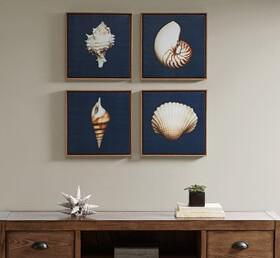 Ocean Blue Framed Canvas 4 Piece Set Blue Olliix.com