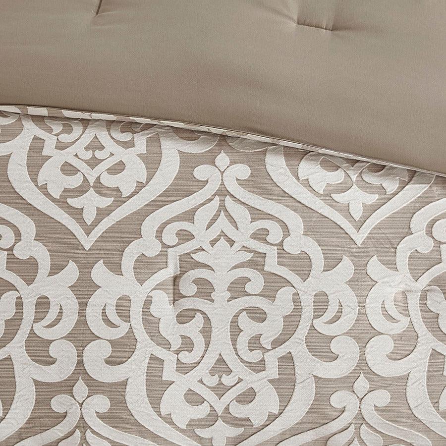 Odette 20 " D 8 Piece Jacquard Comforter Set Tan Cal King Olliix.com