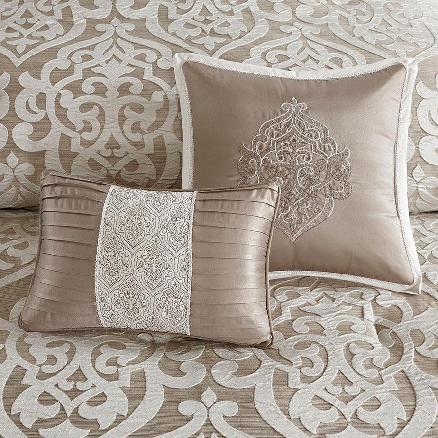 Odette 20 " D 8 Piece Jacquard Comforter Set Tan Cal King Olliix.com