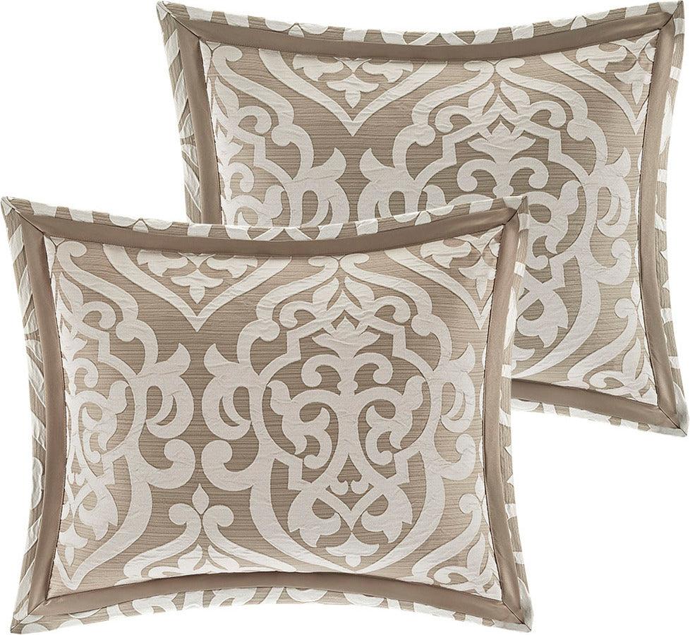 Odette 20 " D 8 Piece Jacquard Comforter Set Tan Cal King Olliix.com