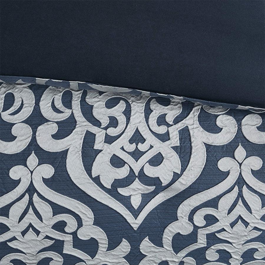 Odette 36 " W 8 Piece Jacquard Comforter Set Navy King Olliix.com