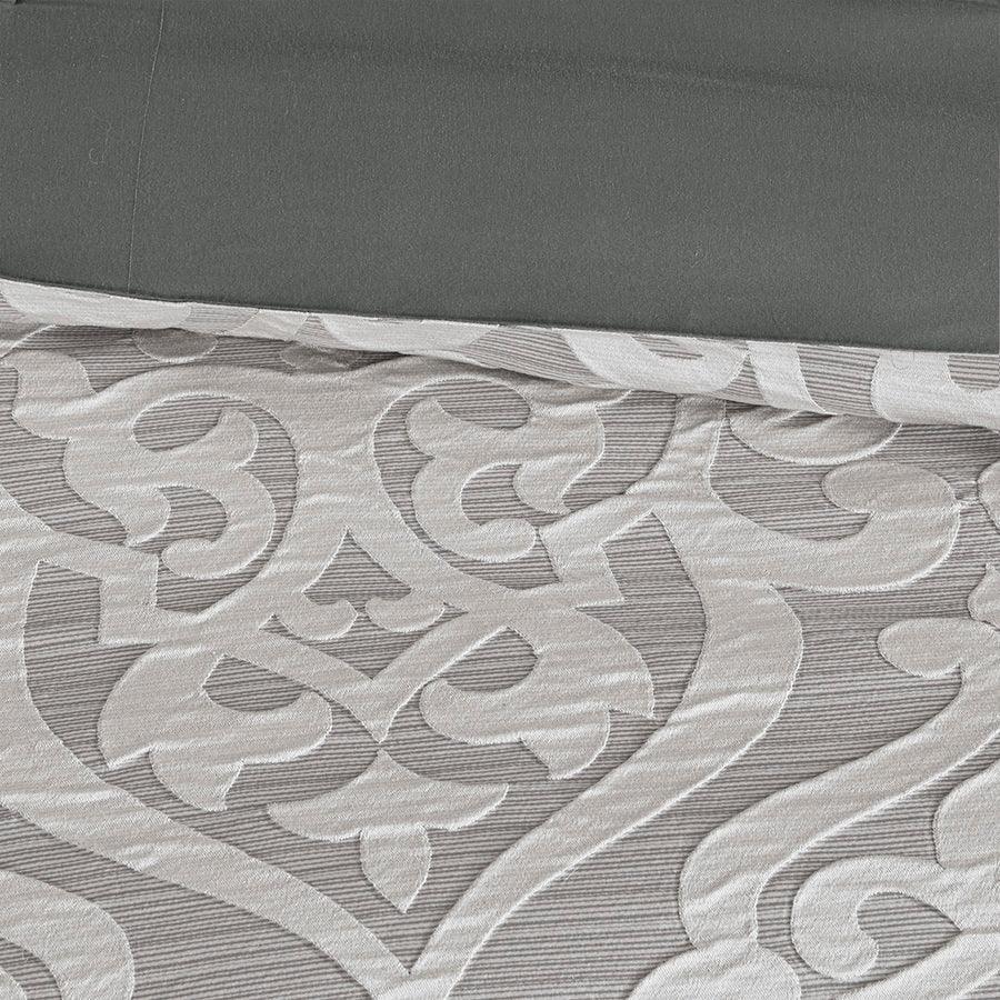 Odette King 8 Piece Jacquard Comforter Set Silver Olliix.com