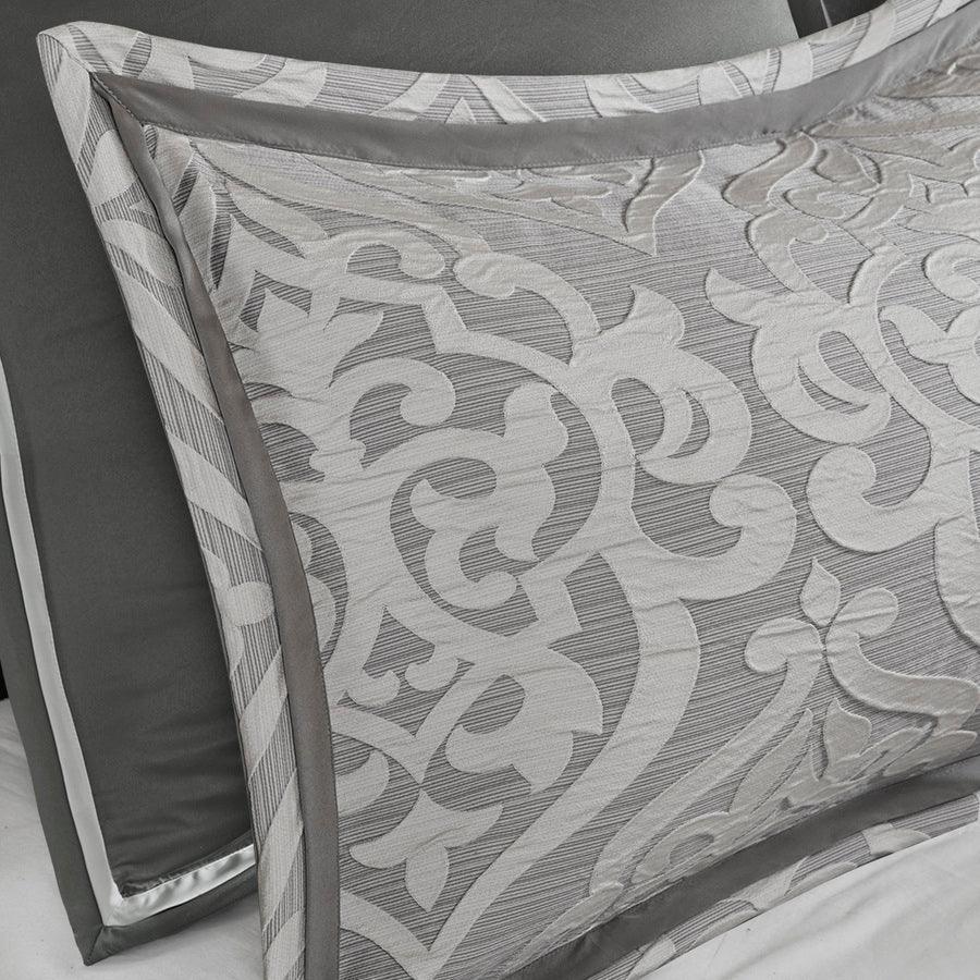 Odette King 8 Piece Jacquard Comforter Set Silver Olliix.com