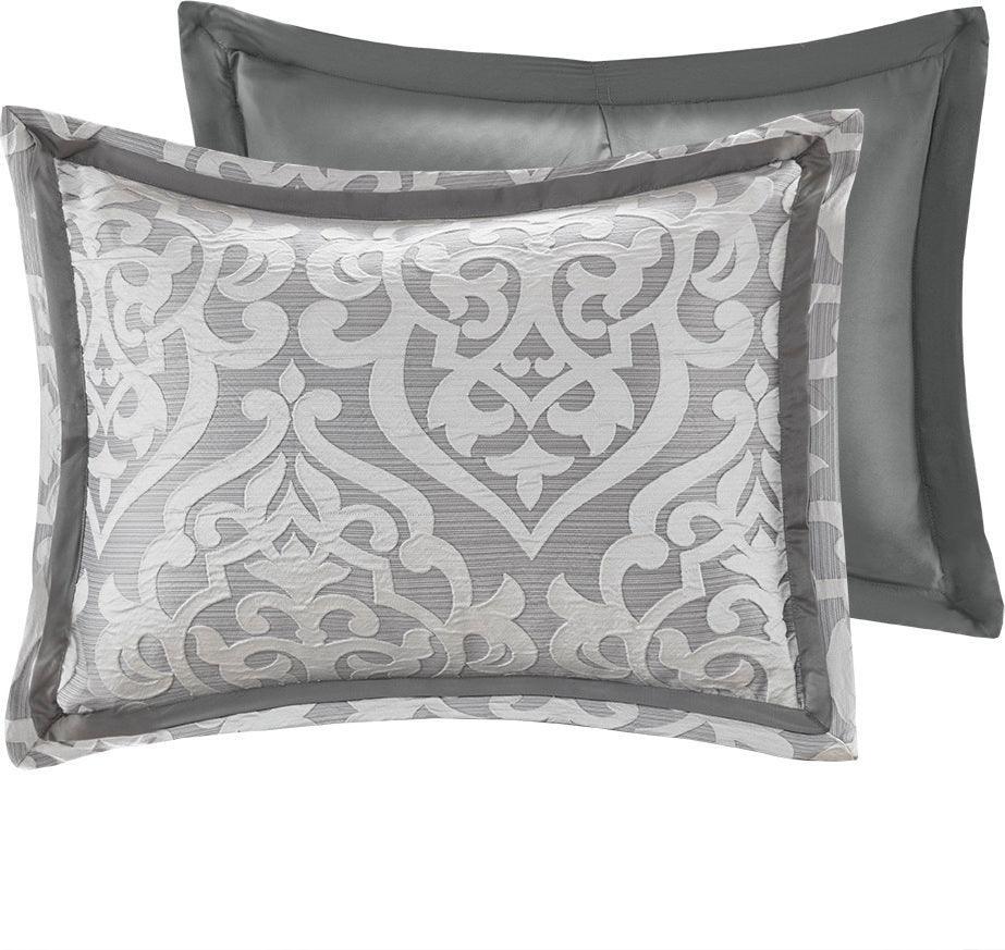 Odette King 8 Piece Jacquard Comforter Set Silver Olliix.com