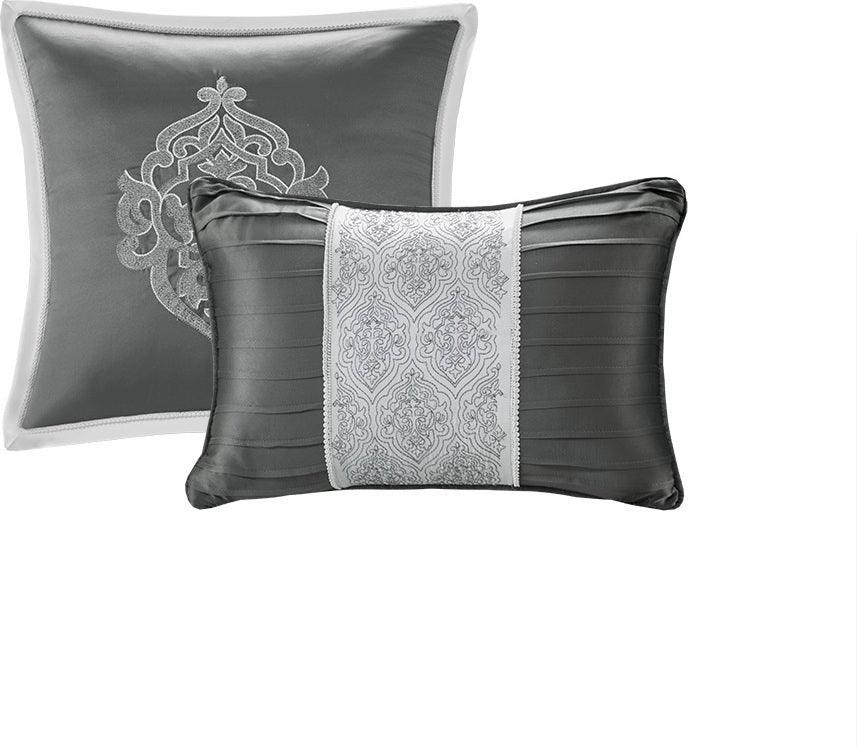 Odette King 8 Piece Jacquard Comforter Set Silver Olliix.com