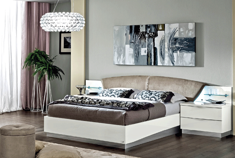 ESF Furniture - Onda Eastern King Platform Bed in White - ONDABEDKSWHITE ESF Furniture