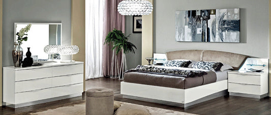 ESF Furniture - Onda 5 Piece Bedroom Queen Platform Bed Set in White - ONDABEDQSWHITE-5SET ESF Furniture