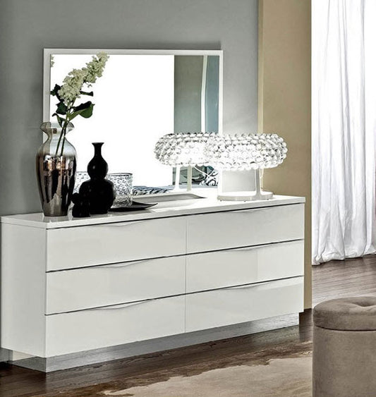 ESF Furniture - Onda Double Dresser with Mirror Set in White - ONDADRESSERWHITE-M ESF Furniture