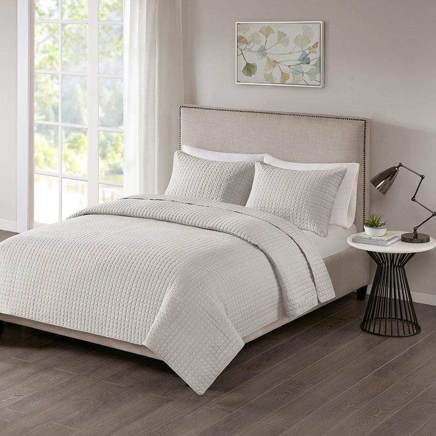 Otto King/California King 3 Piece Reversible Coverlet Set Gray Olliix.com