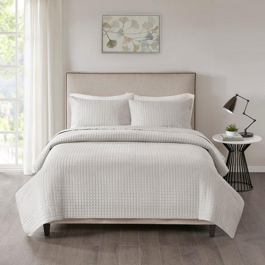 Otto King/California King 3 Piece Reversible Coverlet Set Gray Olliix.com