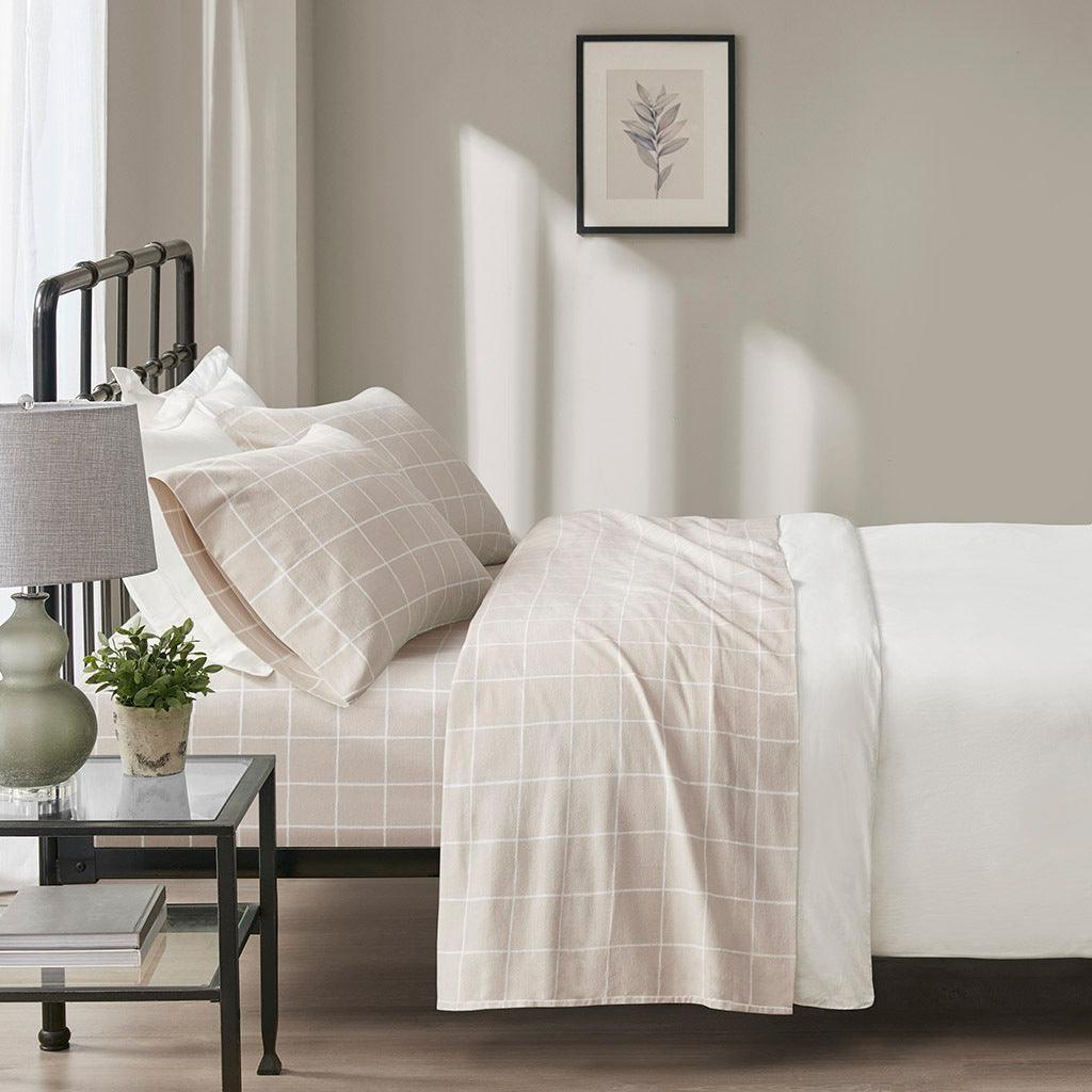 Oversized Flannel California King Sheet Set Beige Olliix.com