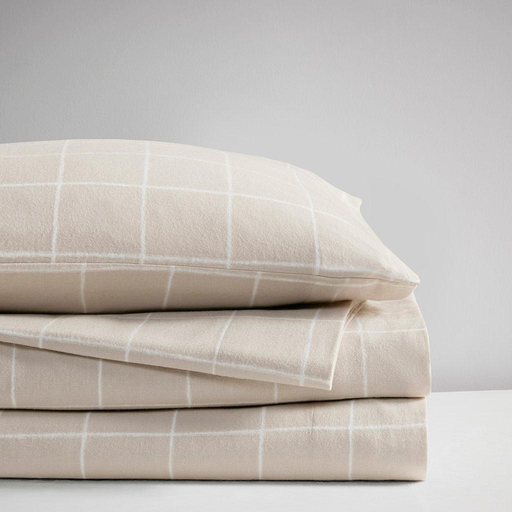 Oversized Flannel California King Sheet Set Beige Olliix.com