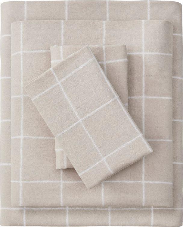 Oversized Flannel California King Sheet Set Beige Olliix.com