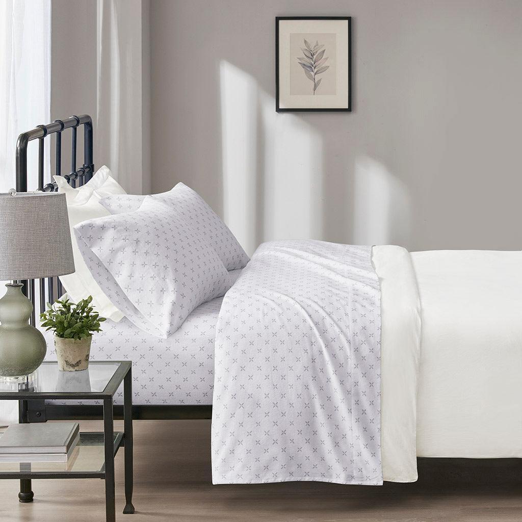 Oversized Flannel California King Sheet Set Gray Olliix.com