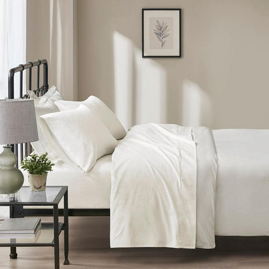 Oversized Flannel California King Sheet Set Ivory Solid Olliix.com