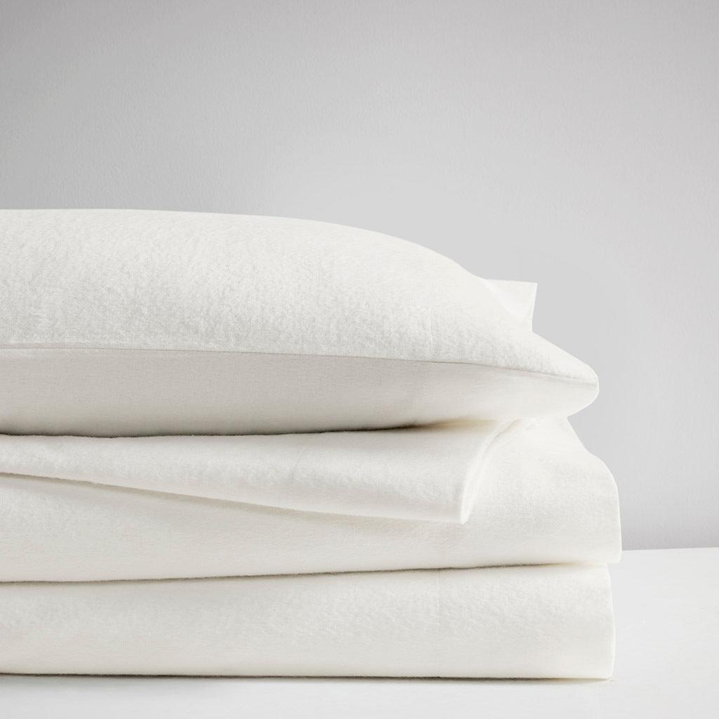 Oversized Flannel King Sheet Set Ivory Solid Olliix.com