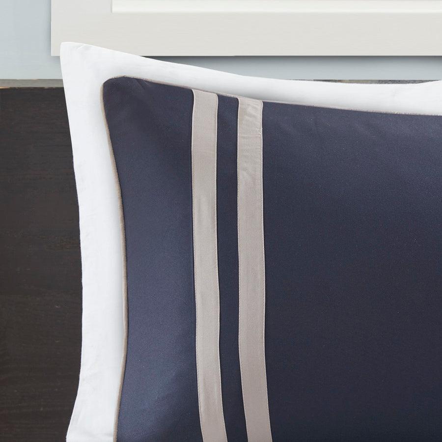 Oxford Twin/Twin XL Reversible Comforter Set Navy Olliix.com