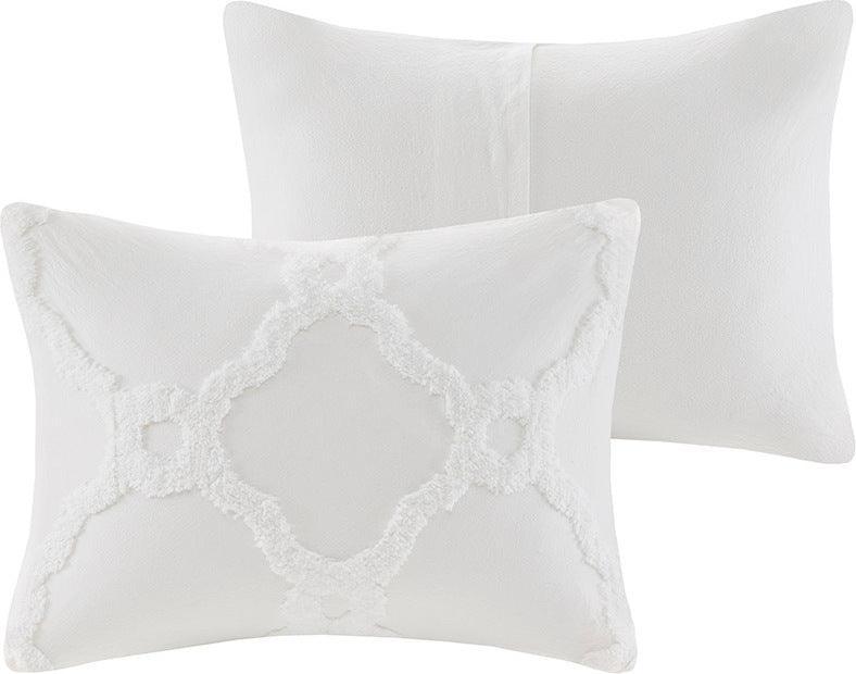 Pacey 3 Piece Tufted 36 " W Cotton Chenille Geometric Comforter Set White King Olliix.com